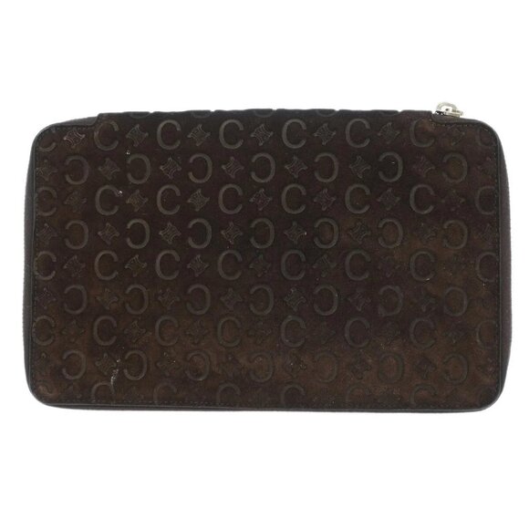 Celine Brown Suede Macadam Pouch Wallet - Picture 2 of 12